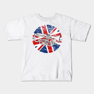 Cornet Player UK Flag Britain Cornetist British Musician Kids T-Shirt